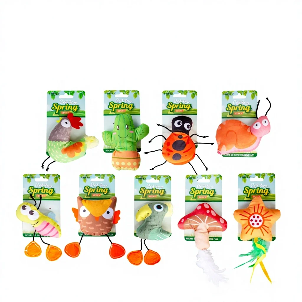 Cross-border Forest Series Mint Self-relief Artifact Kitten Molar Plush Cat Toy Pet Supplies Pack of 5