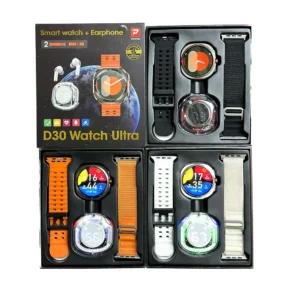 D30 Ultra Smartwatch with HD IPS Screen Double Band TWS Earbuds Smart Fitness Tracker and Waterproof IP68 for Android Users Pack of 2