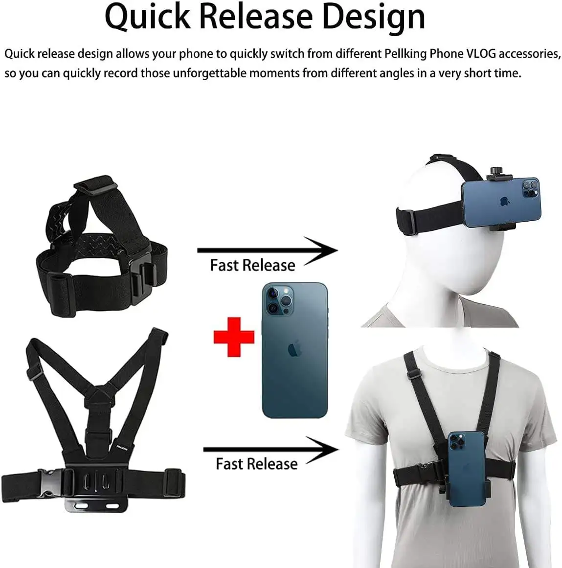 Phone Mobile Phone Chest Strap Harness Mount Head Strap Holder Kit for POV/VLOG Cell Phone Clip for Samsung iphone Camera Go/pro - Image 3