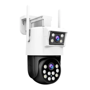 Wireless Dual-lens WiFi Outdoor IP Camera with Two-way Audio Night Vision Motion Detection TF Card Storage PTZ Security Camera