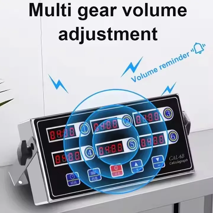 Stainless Steel 6-channel Bakery Kitchen Timer Sixth Key Digital Timing Reminder Hamburger Shop Countdown Loud Alarm Stopwatch Pack of 100 - Image 4