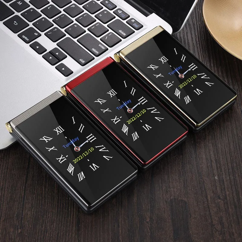 Yeemi M1 Brand New GSM 2G Flip Mobile Phone 3.0inches MTK Dual SIM Card Double Display FM Mp3 Mp4 Micro USB Torch Cellphone Pack of 5 - Image 2