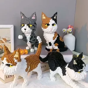 2.5 mm Cute Pet cat Building Block Set Ginger cat Difficult Educational Bricks Lucky Cat Best Gift for Kid in Christmas Birthday