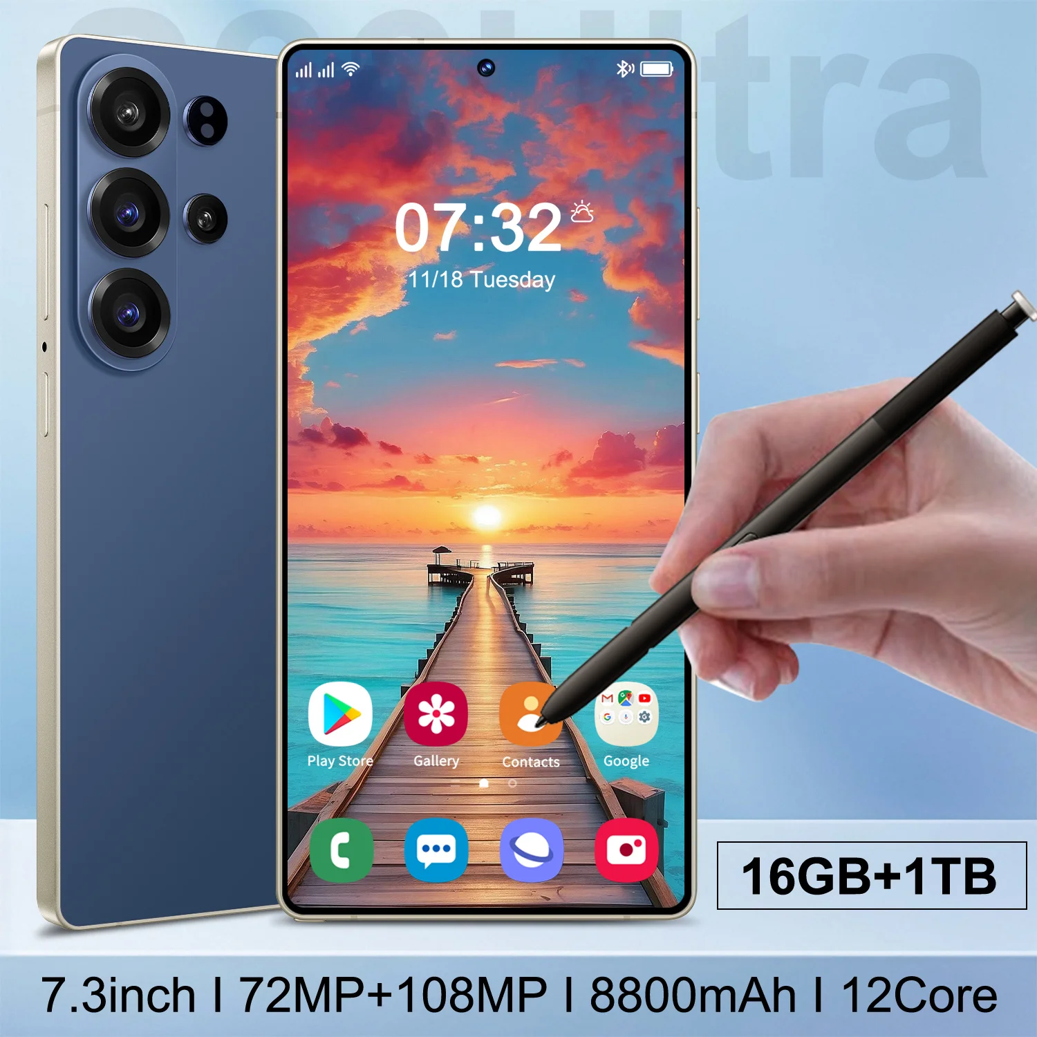 Value Deal S26 Ultra 5G Smartphone 16GB+1TB Storage Camera Unlocked Android Mobile Phone with Face ID Fingerprint Dual SIM