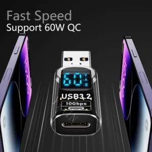 Brand New USB C USB Adapter Digital Display DC USB 3.2 Converter Compatible for Smart Phone Laptop Keyboard Mouse Power Bank Pack of 10