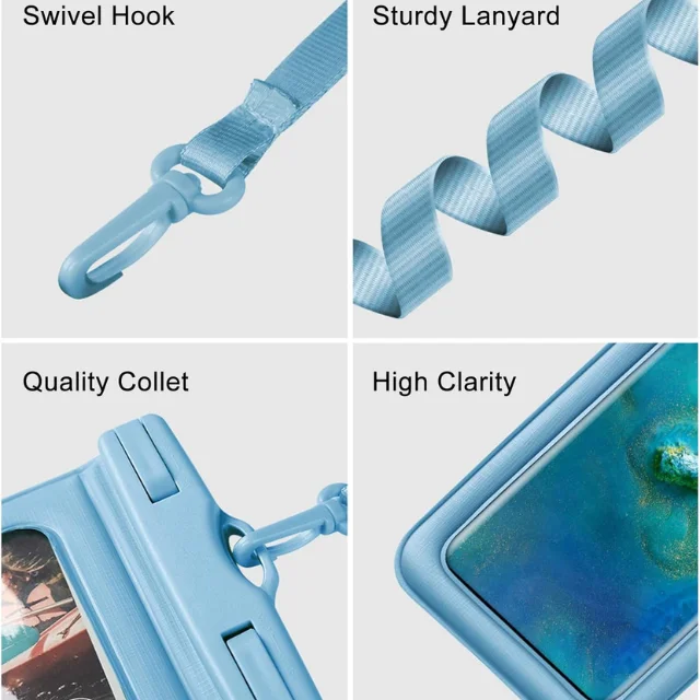 Detachable Strap Swim Waterproof Pouch Thin Mobile Case with Bubble Float Protection Touch Screen Access Mobile Phone Bags Pack of 2 - Image 3