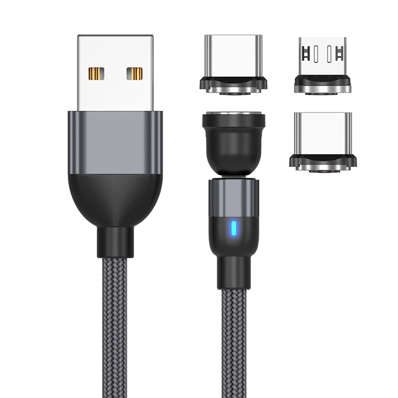 Wholesale 540 Rotation 3 in 1 Magnetic Usb Cable Data Cables Fast Charging Cable for Ip/Micro USB Type C Pack of 50 - Image 2