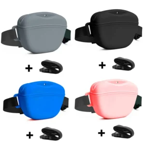 Custom Food Grade Portable Silicone Dog Pet Food Treat Training Bag Pouch Container with Waist Band Pack of 100