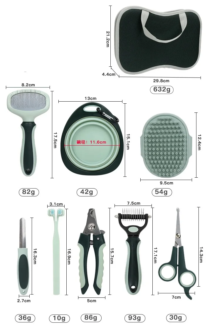 Nail Clipper-Included Pet Cleaning Hair Removal Pet Grooming Kit 8-in-1 Sustainable Professional Multifunction Dog Grooming Set Pack of 50 - Image 3