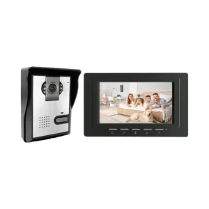 7-Inch Silver Wired Video Intercom Doorbell System Indoor Outdoor LCD Monitor for Apartment Home Security