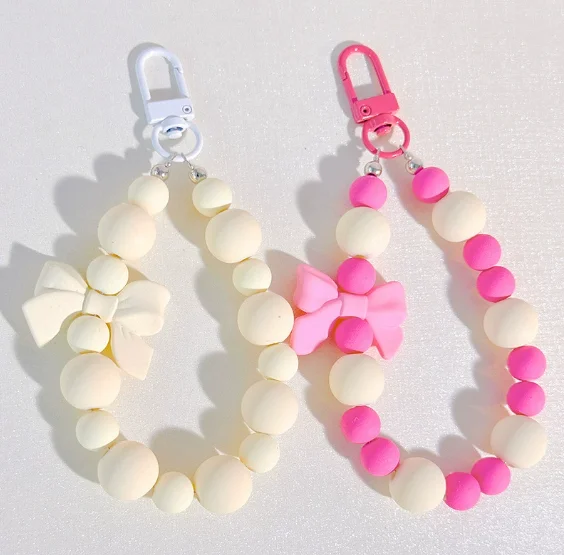 Cute Sweet Bow Silicone Wristlet Keychain Mobile Phone Strap Earphone Case Chain Straps Bag Purse Charm Pendant Accessories Pack of 20 - Image 3