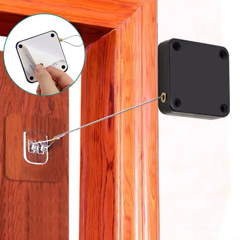 No Punch Rope Door Closers Concealed Door Closer Punch Free Automatic Sensor Auto Door Closer - Image 3