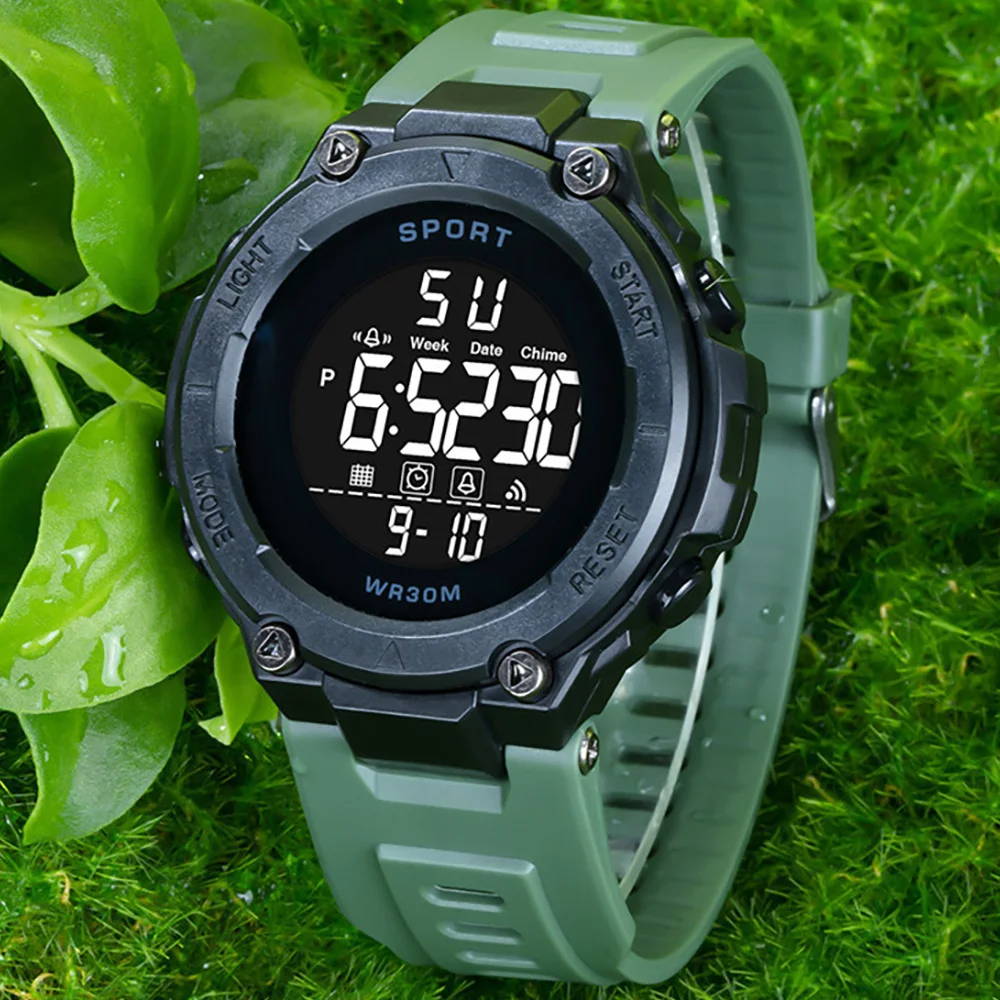 Mens Wrist Watches Water Resistant Luminous Stopwatch Timer Dual Time Display Digital Watch - Image 3