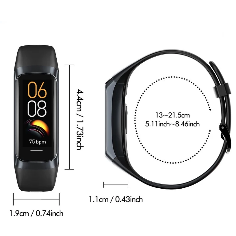 Hot Selling 1.1" Screen Blood Pressure Body Temperature SmartBand C60 Smart Bracelet Band Fitness Tracker for Ios Phone - Image 2