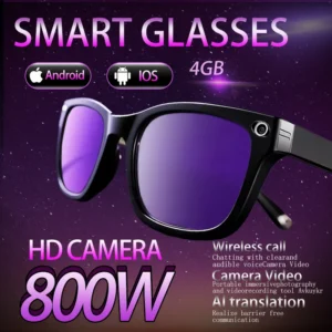 800W AI Smart Glasses 5G/4G Dual Camera Translation Voice Control WiFi 1200p Shooting IPX-6 Waterproof Anti-blue Light ChatGPT