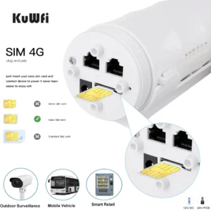 Sample KuWFi 300mbps Wifi Cpe Modem Router IP67 Waterproof 24v Poe Power Outdoor 4g Wireless Lte Router with Sim Card