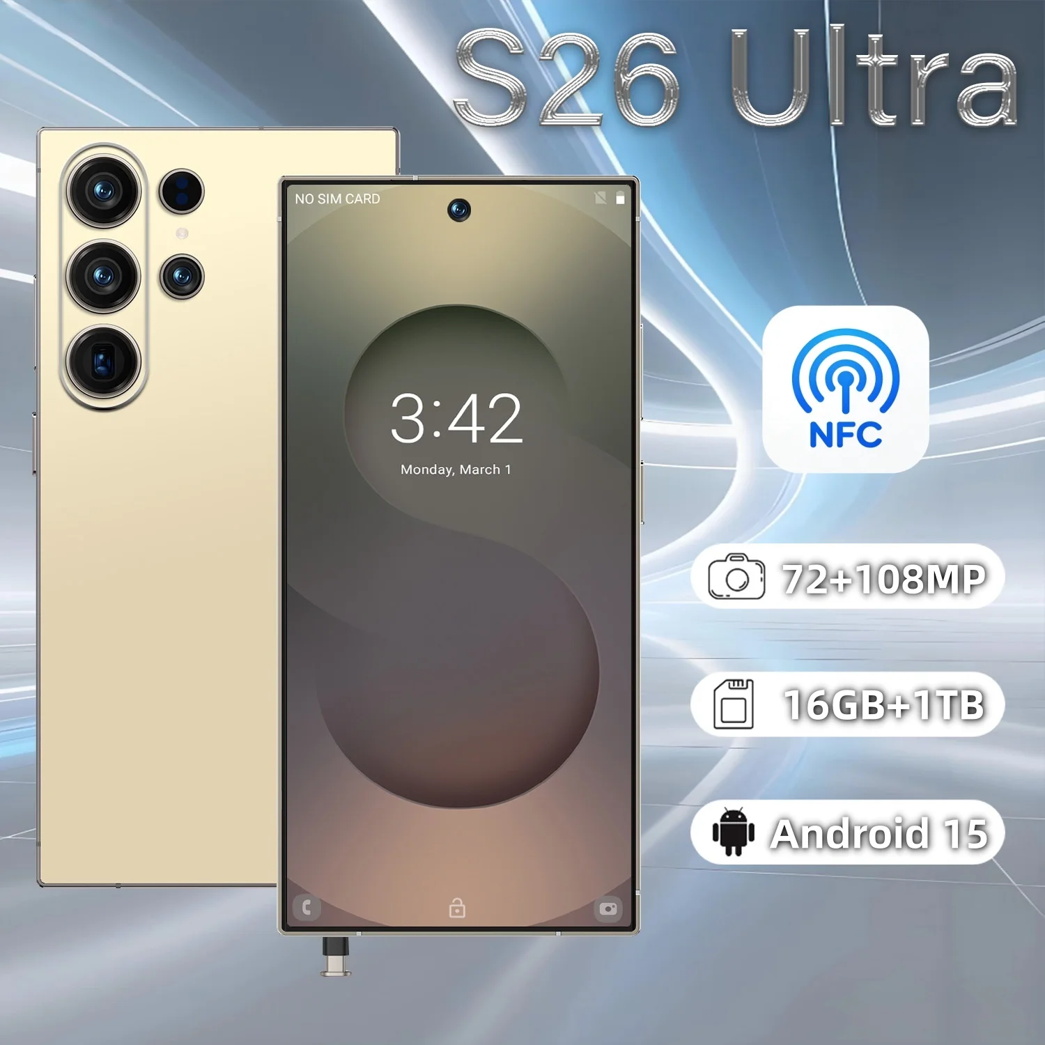 Big Battery New High Quality Mobile Phone S26 ultra 16GB + 1TB 5G NFC Smartphone 7.3inch Screen Mobile Phone - Image 3