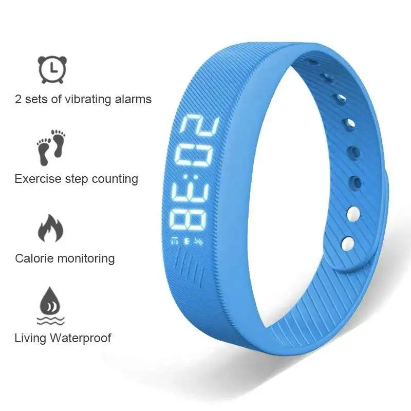 Smart Digital Fitness Tracker GPS Wristband Pedometer LED Display Wireless Charging Eco Friendly Vibrating Alarm Clock Pack of 2 - Image 4