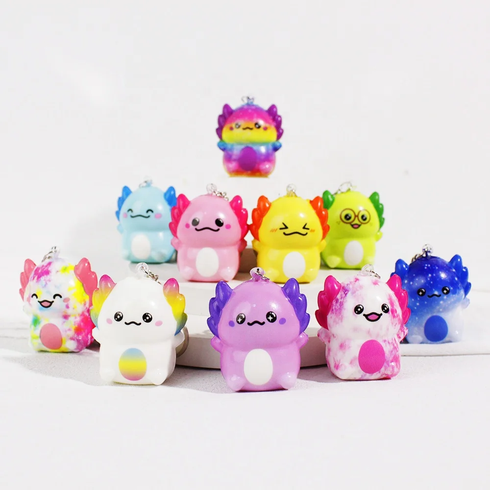 Popular Kawaii PU Foam Fire Lizard Axolotl Keychain Toy Mini Claw Machine Cartoon Doll for Kid Cute Fire Lizard Squeeze Keychain Pack of 100 - Image 4