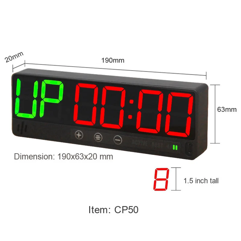 CHEETIE CP50A Green Red Small Home Gym Timer Clock Stopwatch Workout Interval Timer Rechargeable Battery ABS Dumbbell Accessory - Image 3