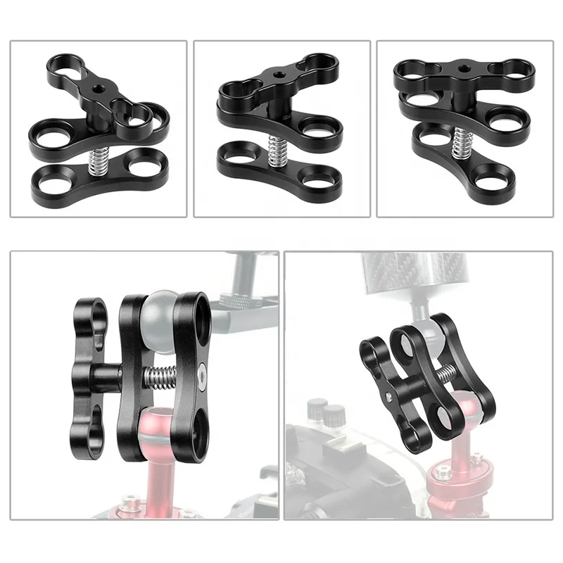 Takenoken Dual Connector Ball Joint Arm Clamp Mount Diving Butterfly Clip for Underwater Camera Torch Flashlight Aluminium - Image 4