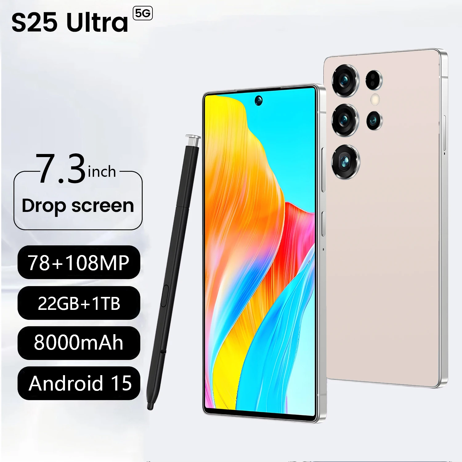 Real High Configuration S25 ULTRA 7.3 Inch 5G Smart Cell Phone 22+1TB Android 15 Deca Core CPU 108MP Big Screen Ultra Smartphone