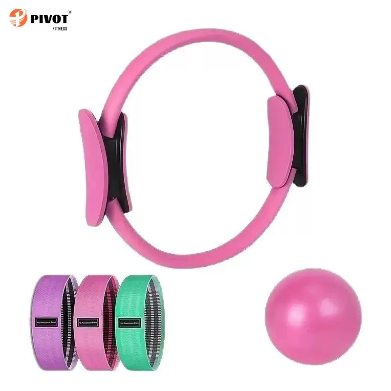Yoga Pilates 5 PCS Set Pilates Circle Hip Belt Yoga Ball Pilates Magic Ring Set for Stretch Exercise Fitness Workout - Image 2