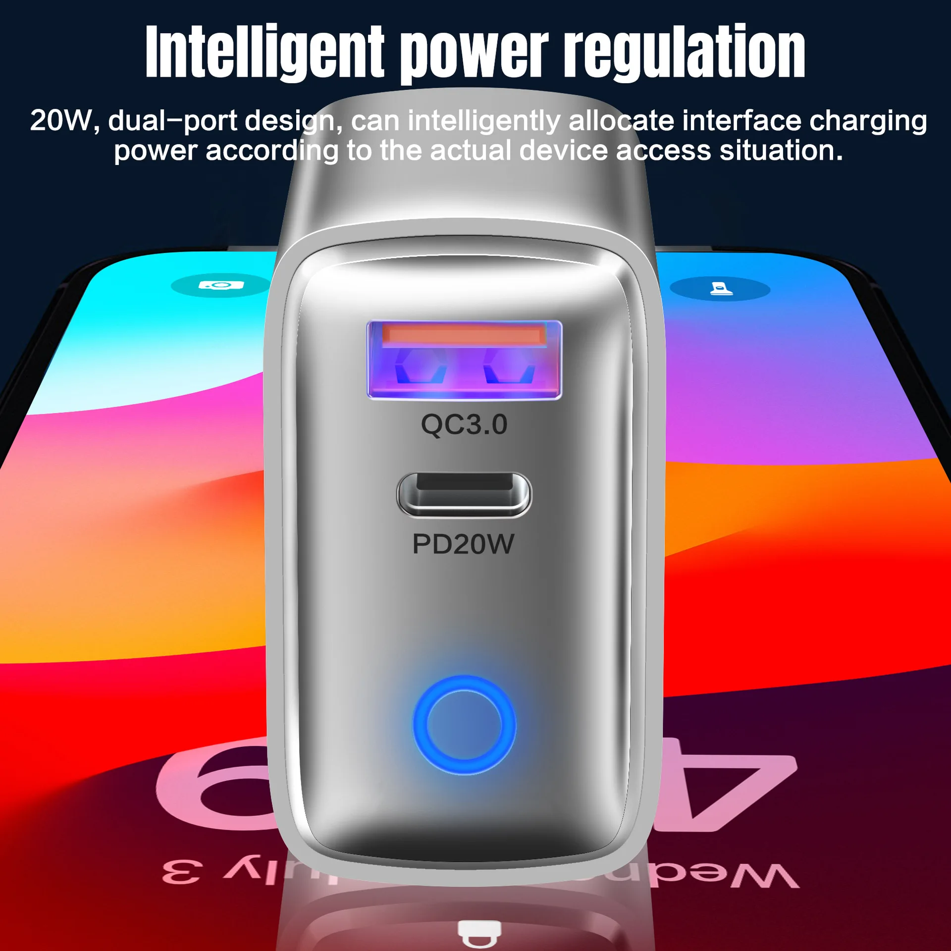 20W for iPhone Charger Cable USB+Type C Adapter 20WPD QC3.0 Chargeur iphone for iPhone Charger Samsung Xiaomi Huawe Vivo Pack of 50 - Image 4