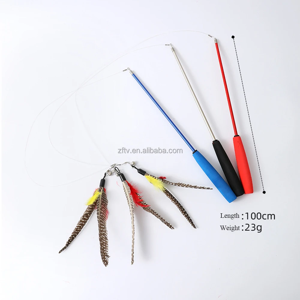retractable cat toy wand stick cat teaser toy with feather Pack of 10 - Image 3