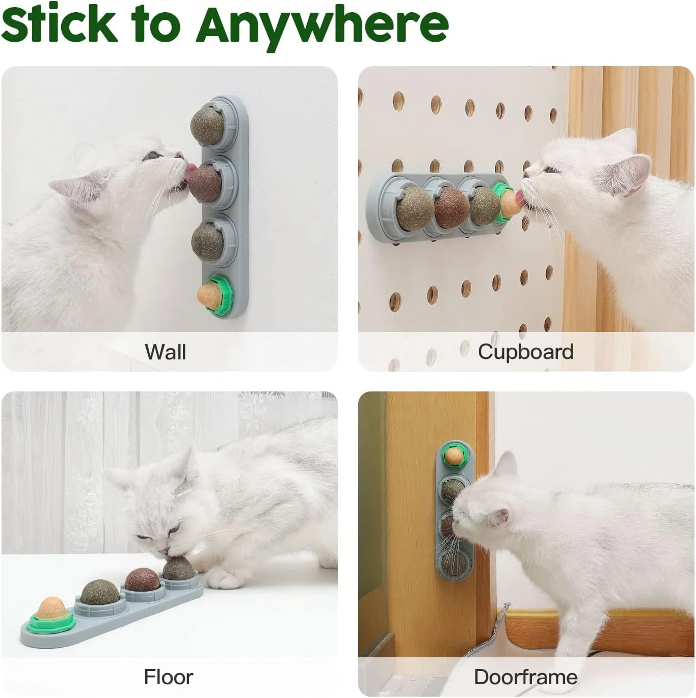 4 Catnip Silvervine Ball Toys Extra Cat Energy Ball Edible Cats Lick Kitten Chew Teeth Cleaning Dental Wall Treats - Image 2