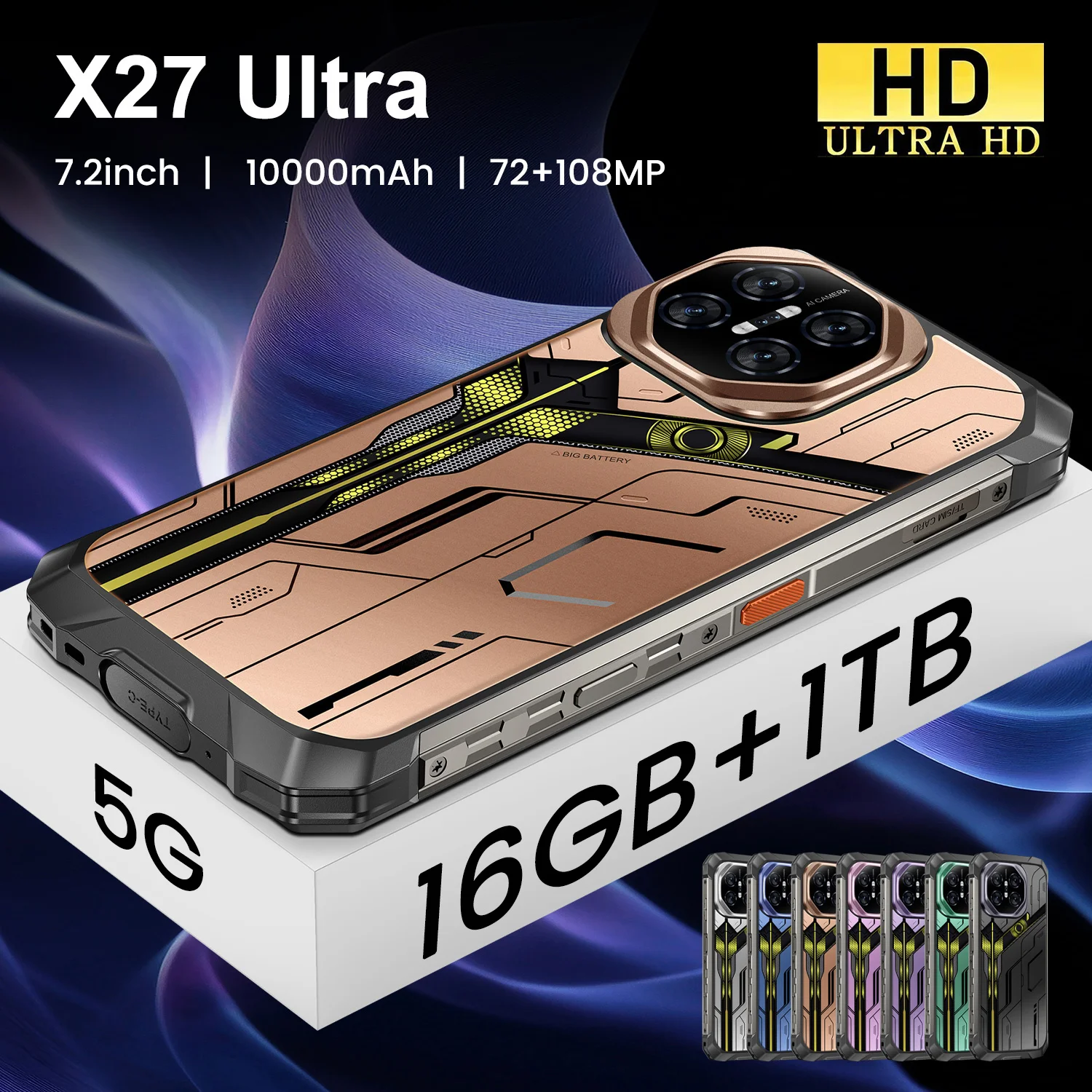 5G Dual SIM Rugged Smartphones Deca Core CPU 108MP Rear Camera Mobile Phone in French Spanish English Operating Languages NFC