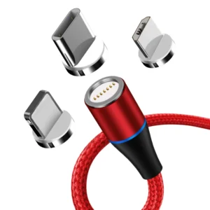 3 in 1 Braided 3A Magnetic Charging Cable Micro USB Type C Charger Cable with Led Light for Android Pack of 50
