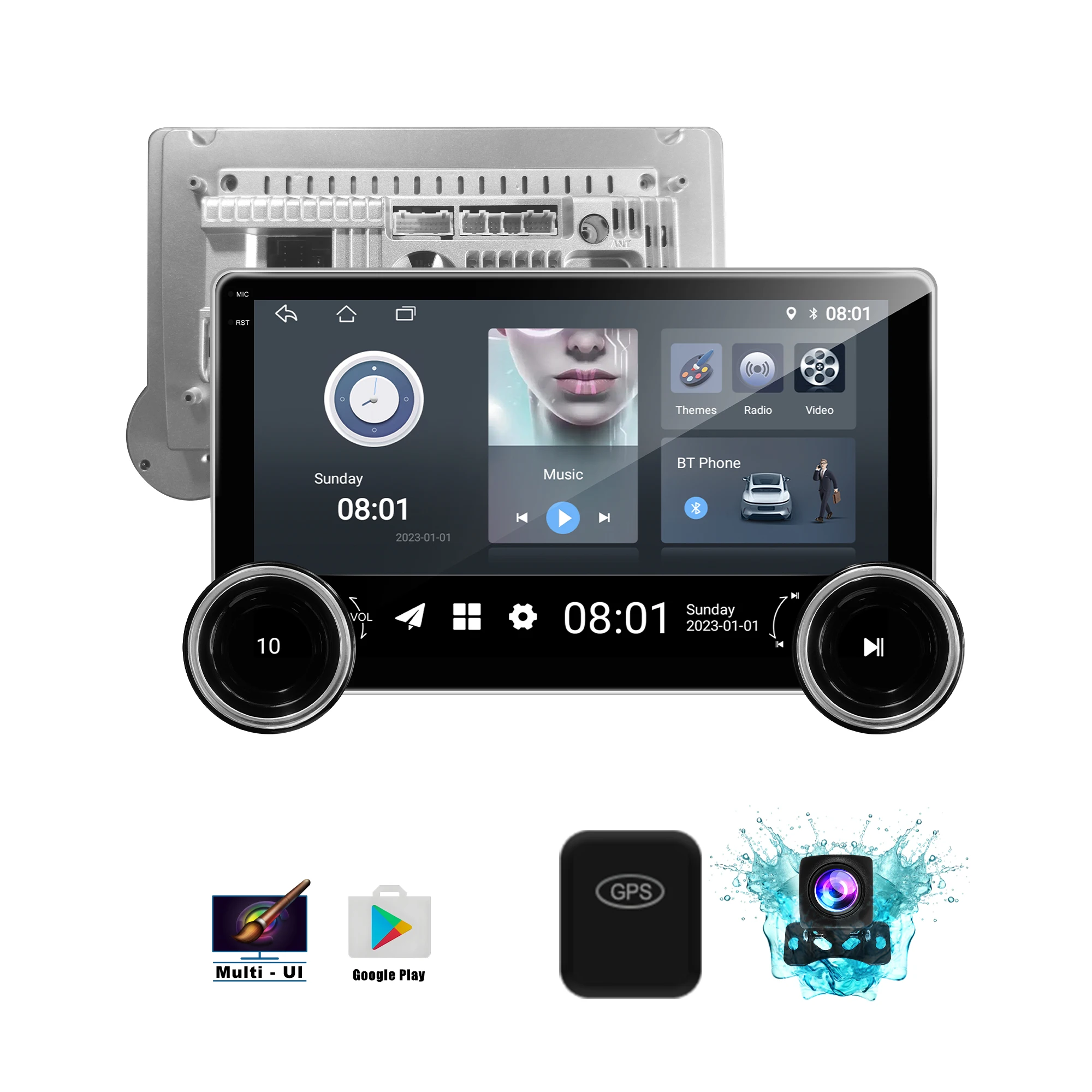 10.1 Inch Automotive Multimedia System Android Auto DSP Car Play Diamond 2K Infinite Dual Knob Car Radio Screen