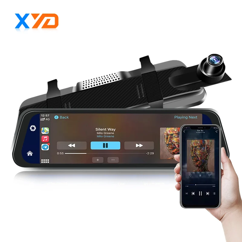 9.66inch Auto Wireless Projection Screen Monitor Carplay Android Rearview Backup Camera with 4K Resolution for Car Reversing