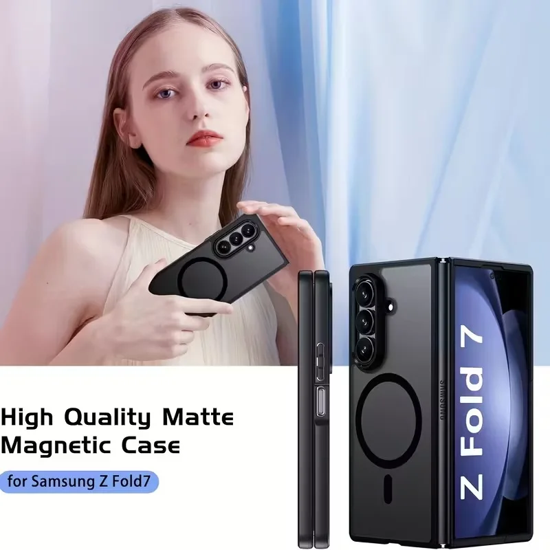 Matte Magnetic Case for Samsung Galaxy Z Fold 7 Full Cover Translucent Mobile Cases with Magnet for Z Fold7 New Products - Image 2