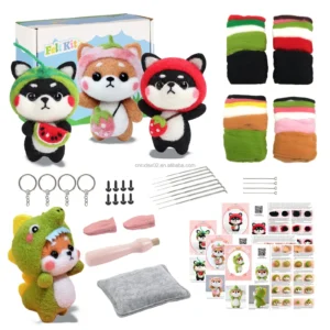 Needle Wool Felting Kit for Beginners Dog Kit Handmade Pet Souvenirs Needle Felting Supplies Felted Pet Doll Gift DIY Kit
