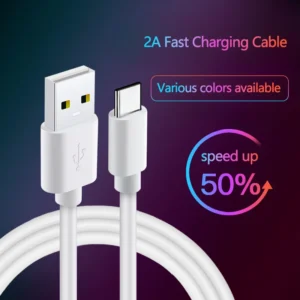 Factory Wholesale Type C to Usb Charger Cable for Phone 2A Fast Charging Power Cable With Mobile Data for Car Use Pack of 50