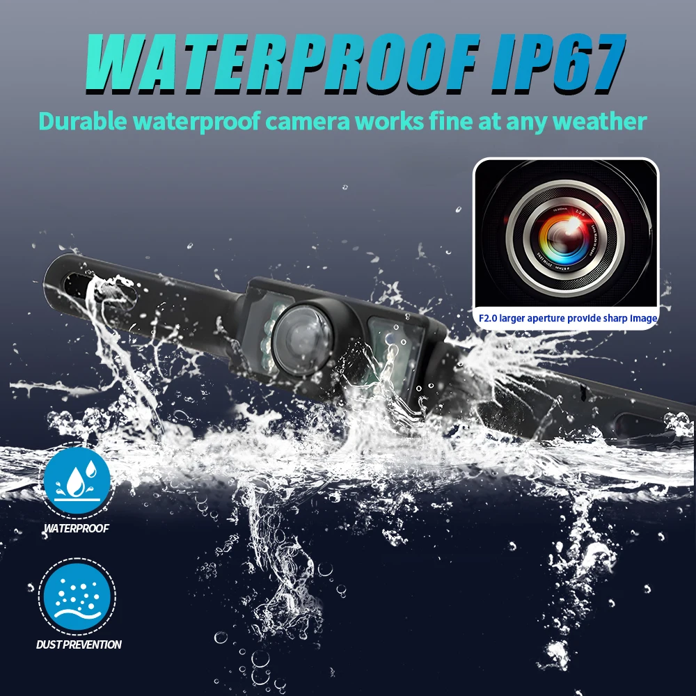 HD 1080P Reversing Monitor, 5 Inch Display Backup Monitor Camera, License Plate Rear View Camera for Cars, Trucks and RVs - Image 3