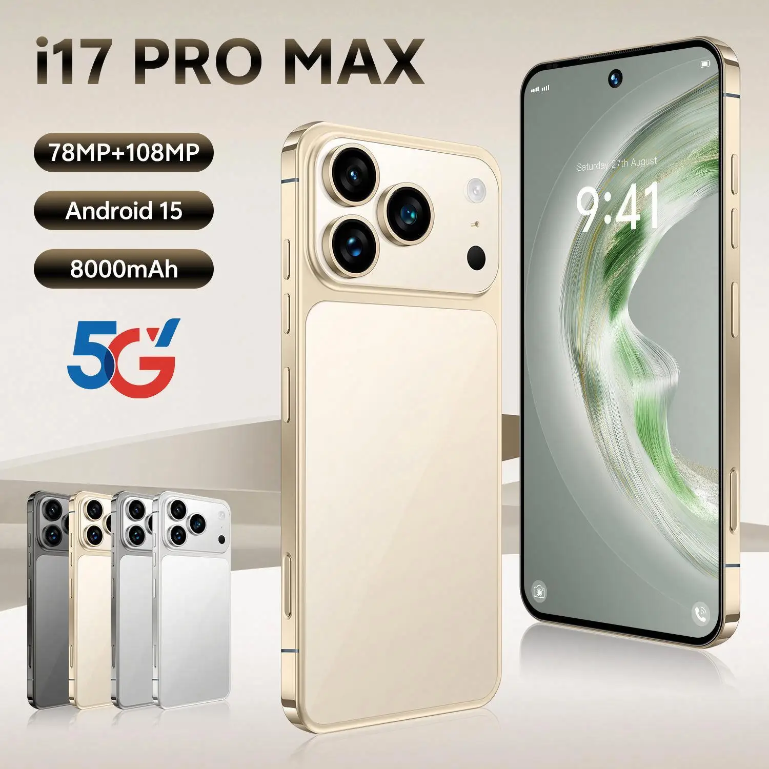 Gray I17 Pro Max Smartphone 16GB+1TB 8000mAh Large Battery 120Hz Refresh Rate 7.3inch Display Best Camera Phone 5g - Image 2