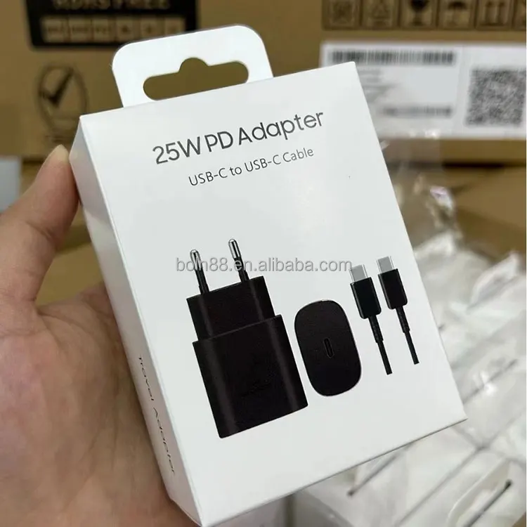 OEM ODM 25W USB Type C Charger US EU Plug Super Fast Charging Travel Adapter with 1M USB C to C Cable for Samsung Pack of 20 - Image 2
