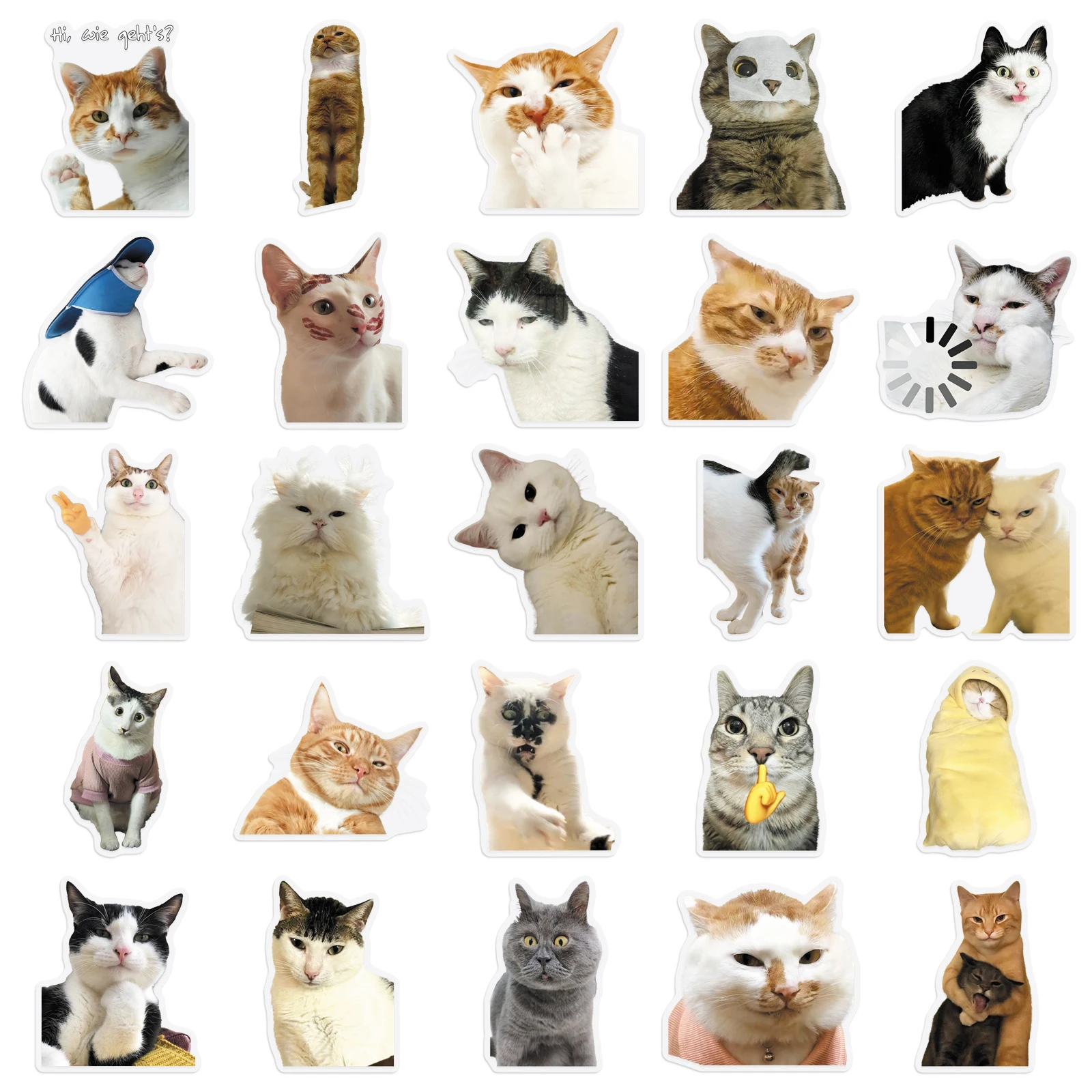 50pcs Factory-Customized Popular Funny Hakimi Cat Meme Transparent Decorative Stickers for Phone Cases & Laptops - Image 3