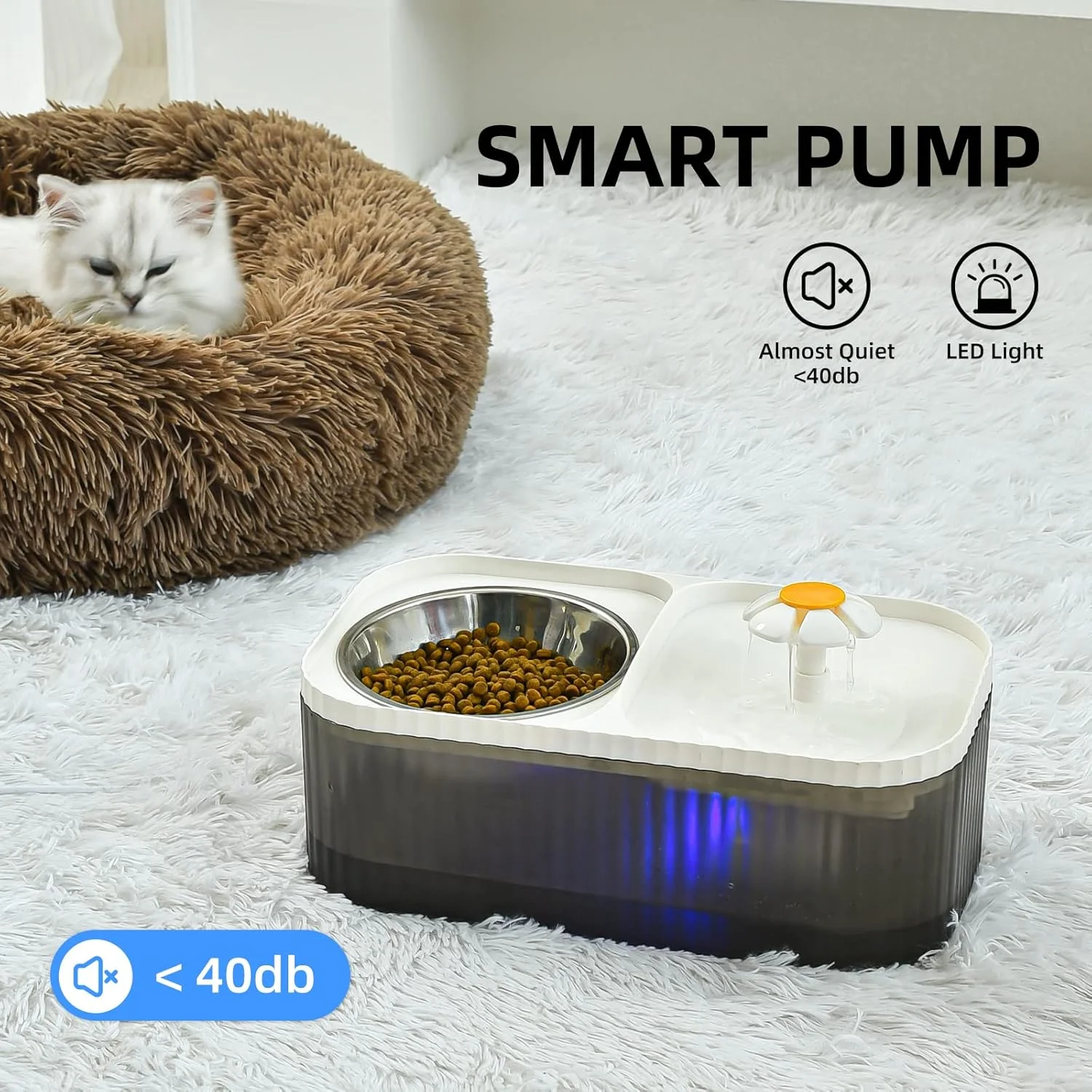 DC 5V 150L/H Water Pump with Lamp & Censor Auto-Shutdown for Pet Water Fountain USB Charged Submersible Water Pumps Pack of 10 - Image 4