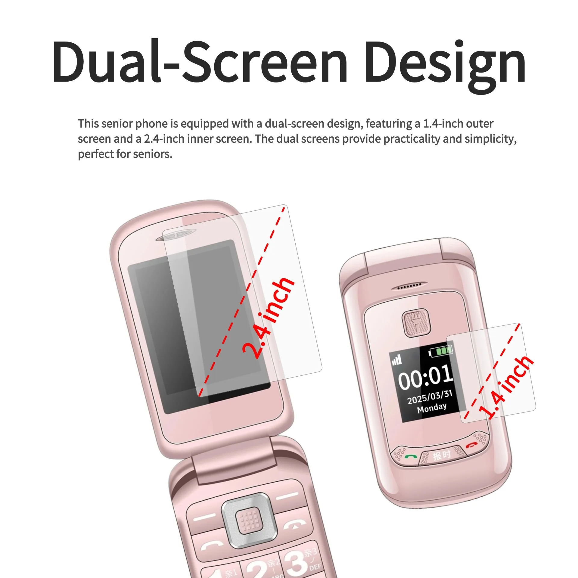 Contemporary Model G660 New Fashion Flip Phone 2.4 Inch Mobile Phone for Elderly People Gsm Cellphone - Image 4