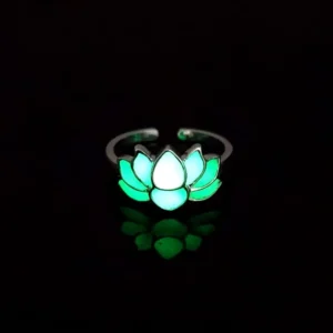Women's Flower Ring Glow in the Dark Luminous Lotus Ring Yoga Energy Ladies Fashion Flower Finger Pack of 12