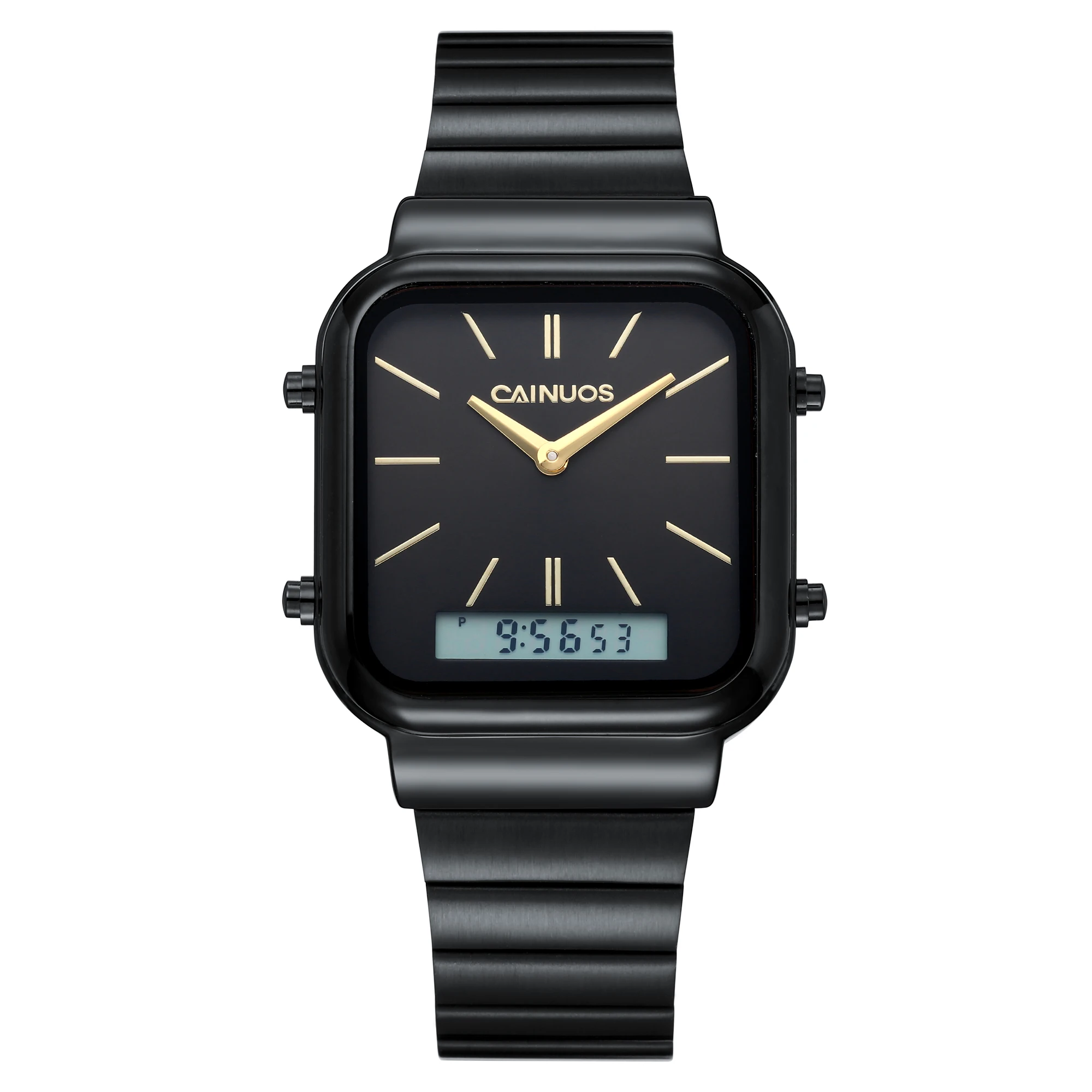 CAINUOS Men's Sports Watches Outdoor Multifunctional Dual Display With Night Light Stainless Steel Band, Stopwatch - Image 3