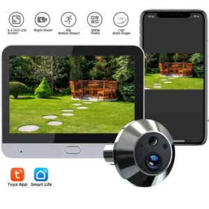 3MP Tuya Smart Video Door Phone 2.4G Wifi 4.3inch LCD Digital Door Eye Camera with One Way Audio Security Peepholes for Home