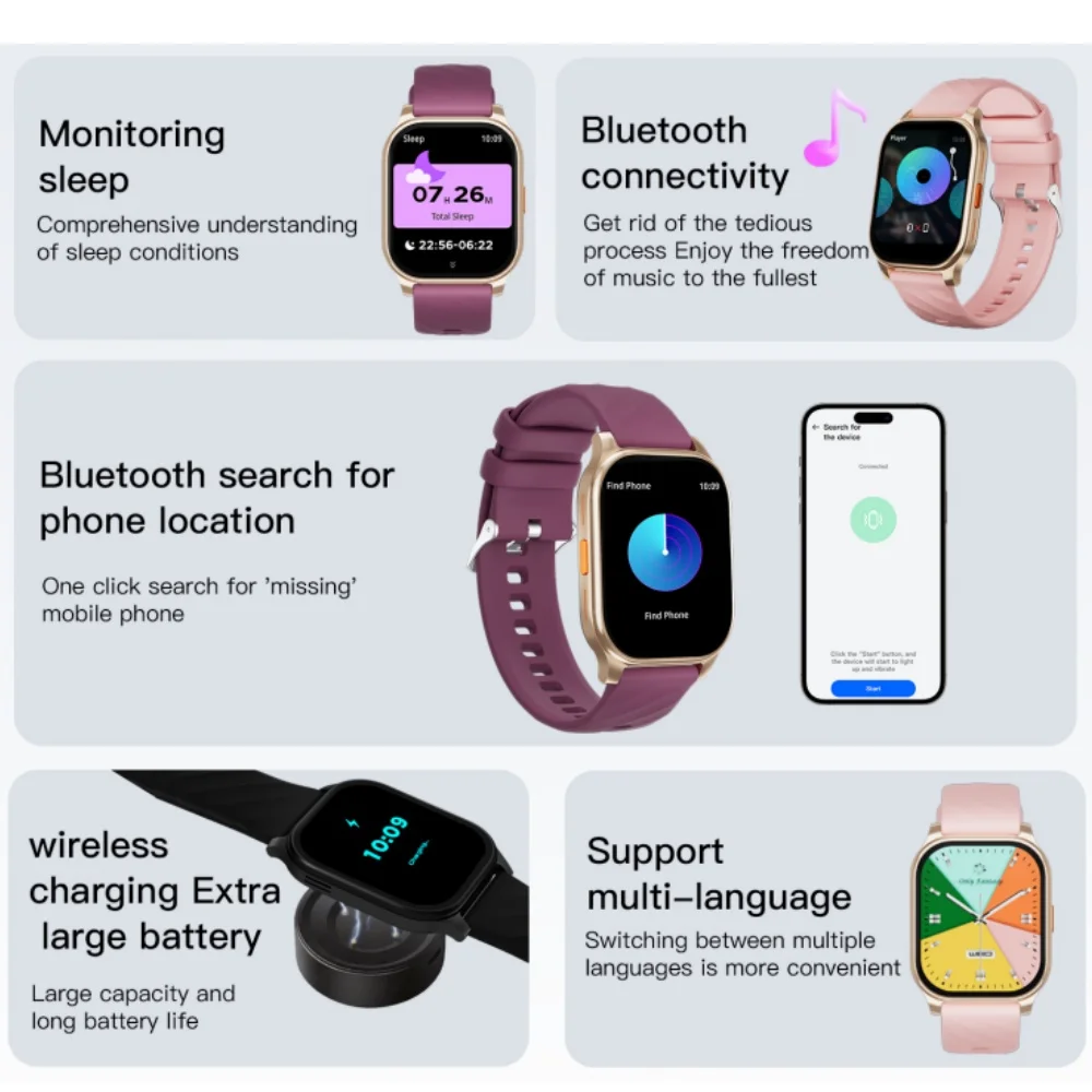 SW01 Smart Watch for Unisex BT Calling IP68 Waterproof Multiple Sport Modes Heart Rate Sleep Monitor Fast Charging - Image 3