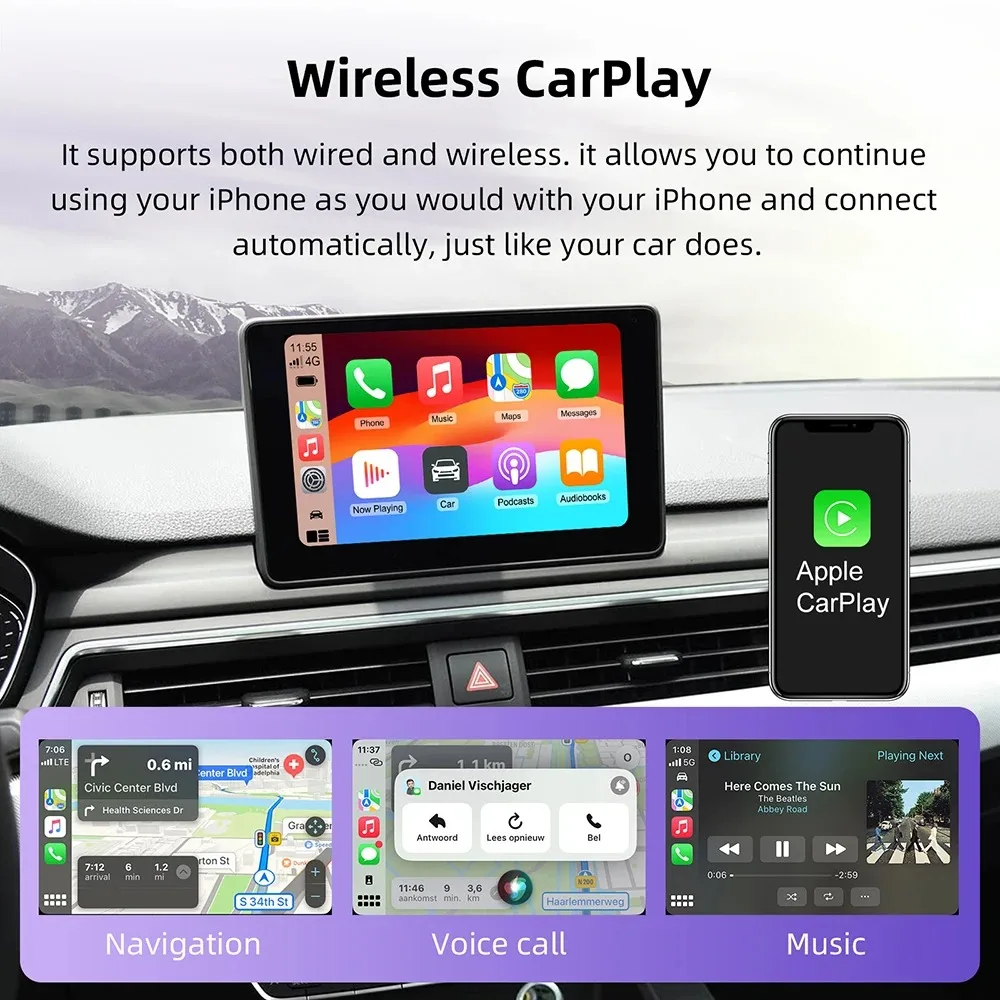 Carabc Wireless Apple CarPlay Android Auto Kits for Audi Car Android Video Player A3 A4 Q2 Q5 Q7 MIB - Image 4
