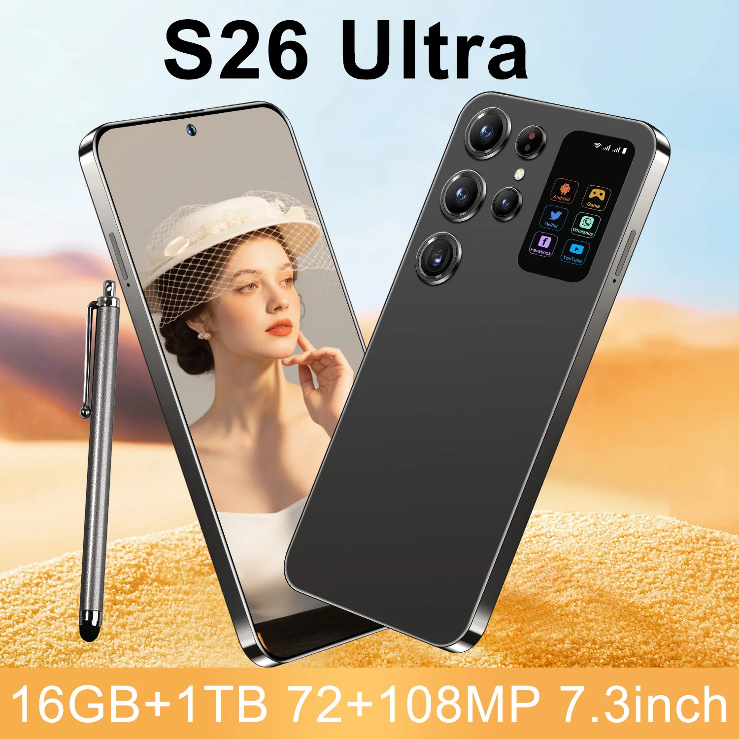 Face Recognition Unlock S26 Ultra 5G Smart Mobile Phone Big HD Screen 16GB+1T - Image 4