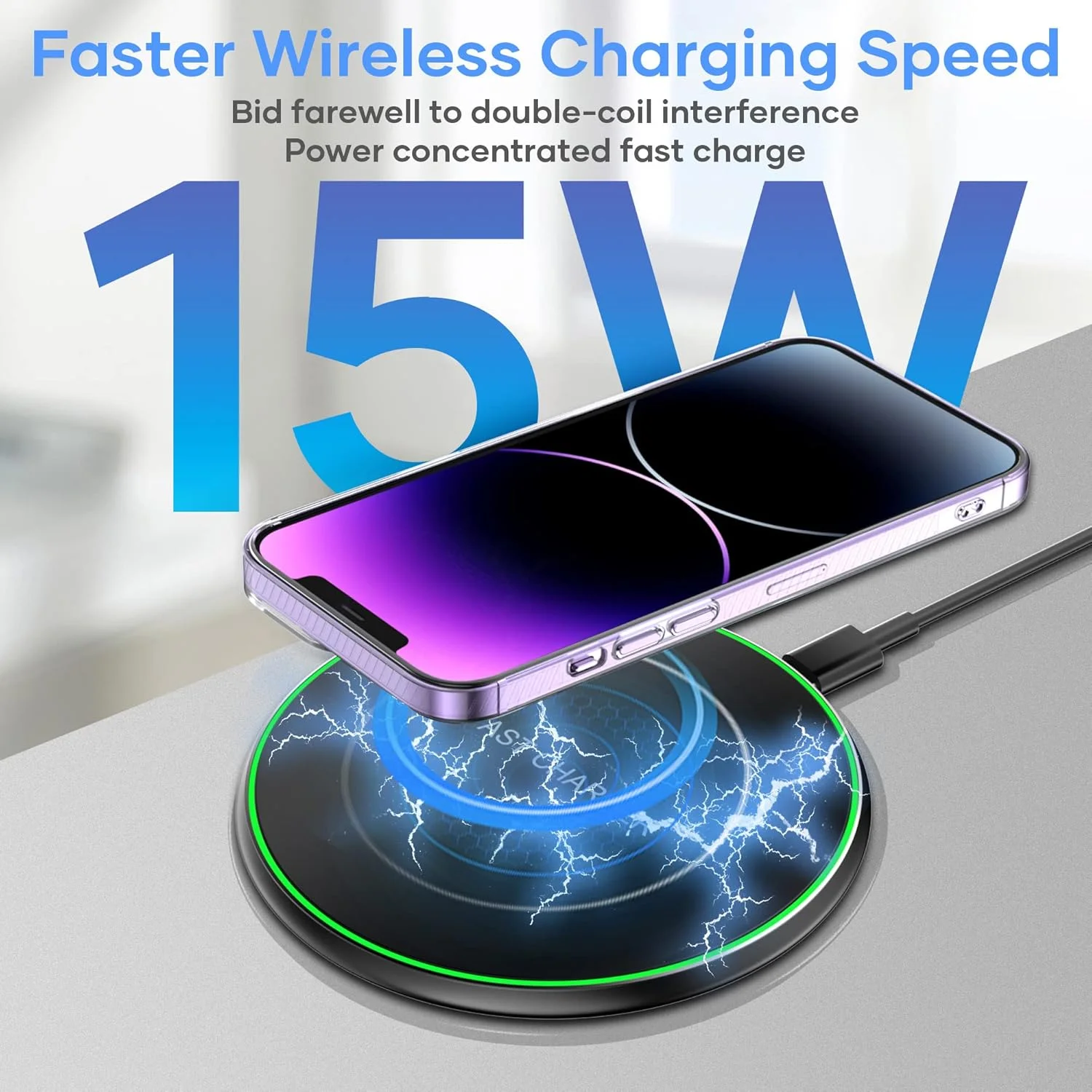 15W Portable Desktop Charger Light Charging Pad Battery Charger 15W Wireless Chargers for iPhone 16 15 14 13 12 - Image 3